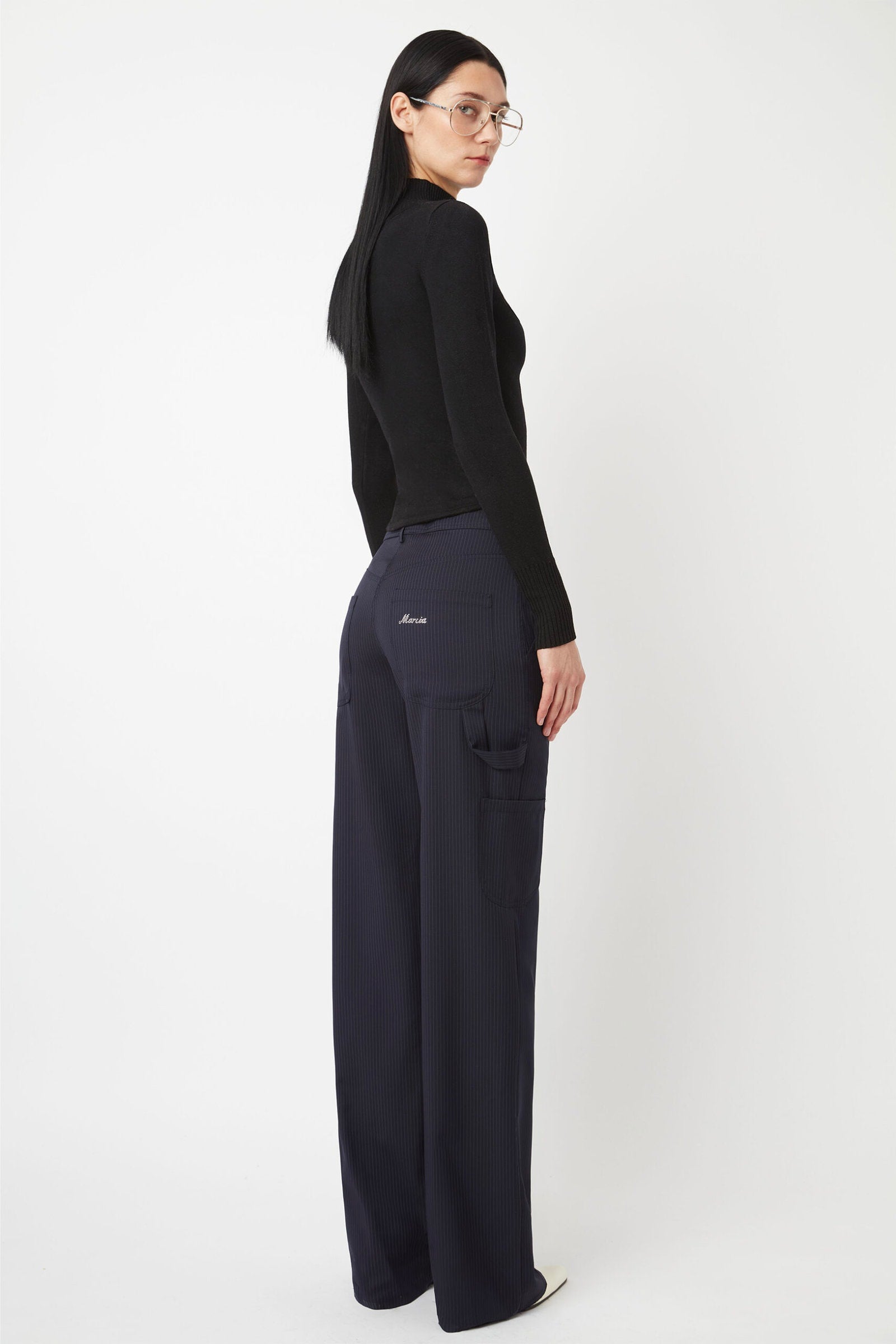 CARGO PANTS in navy pinstripe